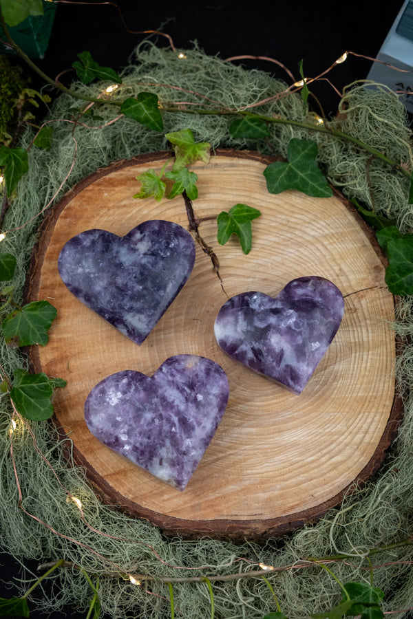Heart Shaped Lepidolite Gemstone, Crystal for Calm, Emotional Healing, Soothing Energy, Lepidolite Heart with Gemmy Flashes
