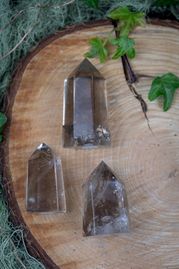Smokey Quartz Point from Brazil, High Clarity Crystal, Grounding Stone for Protection, Stress Relief and Earth Connection