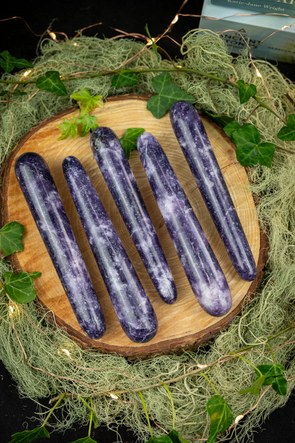 Lepidolite Wand, Crystal Wand for Calming, Soothing Gemstone for Anxiety, Purple Stone for Sleep, Peace, Balance, and Emotional Healing