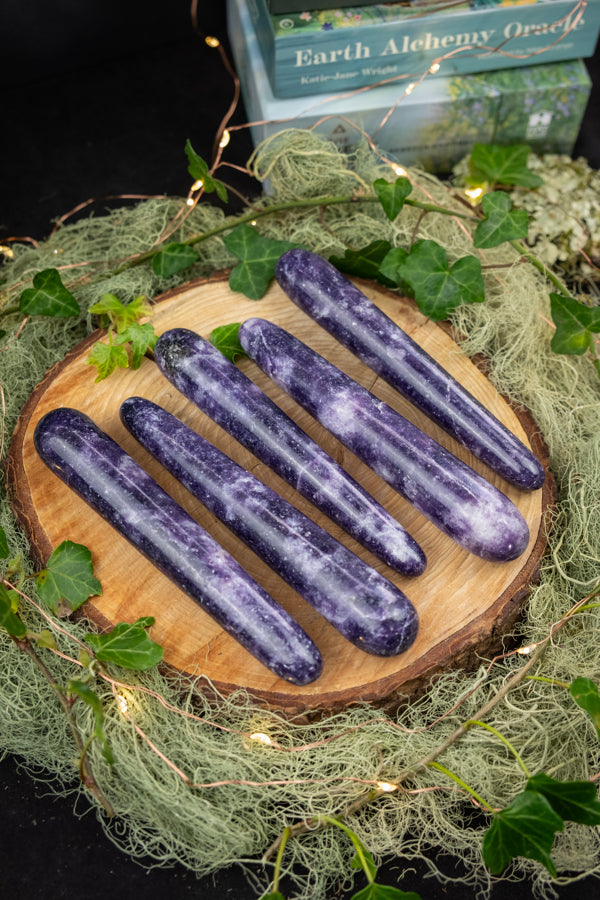 Lepidolite Wand, Crystal Wand for Calming, Soothing Gemstone for Anxiety, Purple Stone for Sleep, Peace, Balance, and Emotional Healing