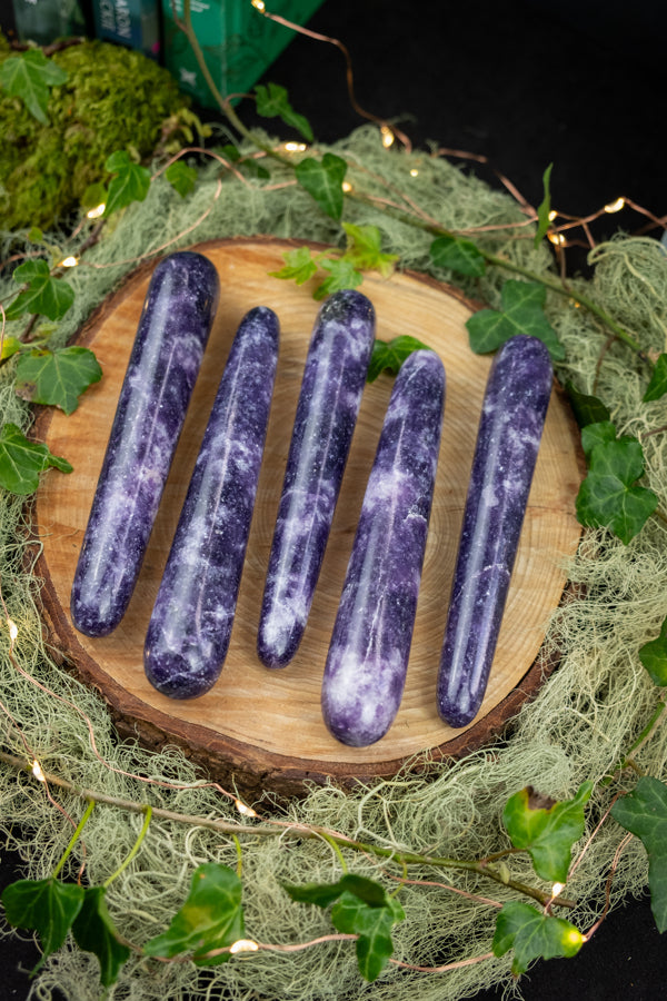 Lepidolite Wand, Crystal Wand for Calming, Soothing Gemstone for Anxiety, Purple Stone for Sleep, Peace, Balance, and Emotional Healing