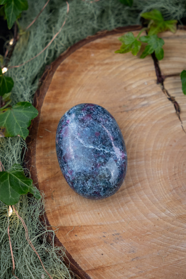 Ruby Kyanite Palm Stone, Crystal Healing Gem for Courage, Balance, and Inner Fire, Stone for Chakra Healing and Emotional Strength