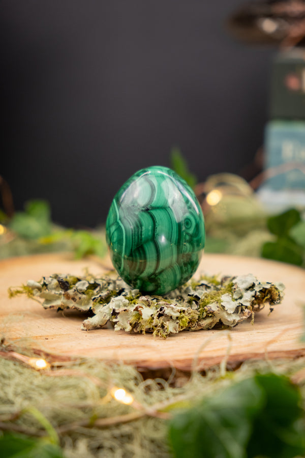 Malachite Egg Congo Origin, Polished Crystal Egg, Transformation Stone, Protection Gem, Deep Healing Malachite Stone, Heart Chakra Crystal