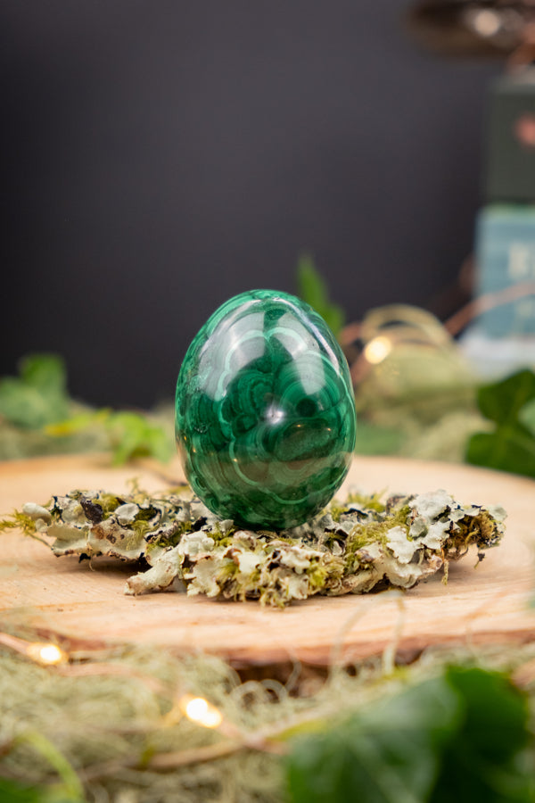 Malachite Egg Congo Origin, Polished Crystal Egg, Transformation Stone, Protection Gem, Deep Healing Malachite Stone, Heart Chakra Crystal