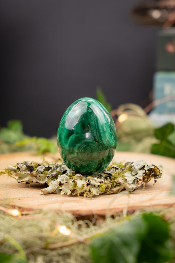 Malachite Egg Congo Origin, Polished Crystal Egg, Transformation Stone, Protection Gem, Deep Healing Malachite Stone, Heart Chakra Crystal