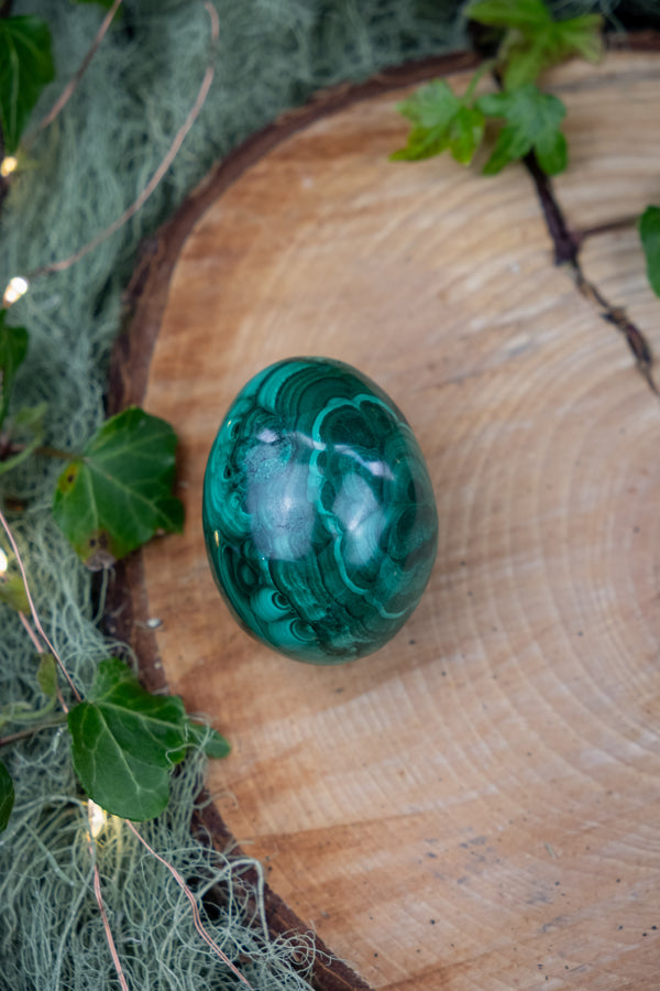 Malachite Egg Congo Origin, Polished Crystal Egg, Transformation Stone, Protection Gem, Deep Healing Malachite Stone, Heart Chakra Crystal