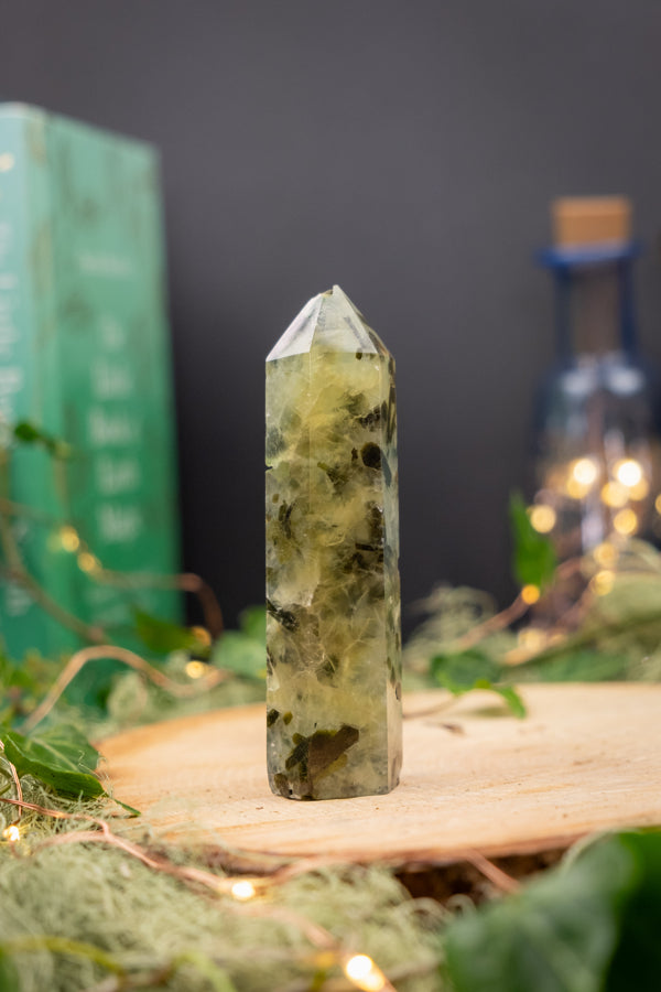 Prehnite Tower Point, Heart Healing Crystal, Dream Recall Gemstone, Soothing Green Stone for Calm, Spiritual Growth and Intuition