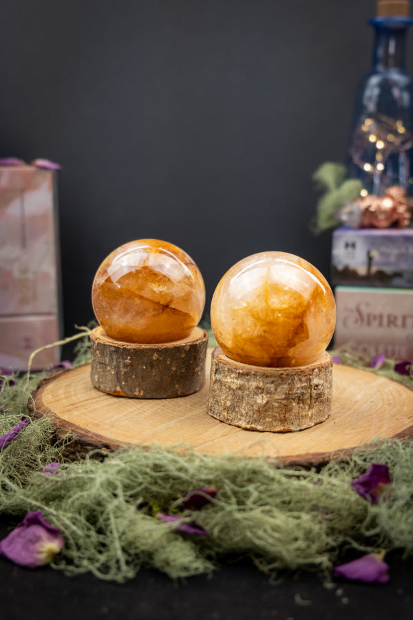 Golden Healer Quartz Crystal Sphere, Sun energy, Master Healer, Ethically sourced from Madagascar, AAA+ grade.
