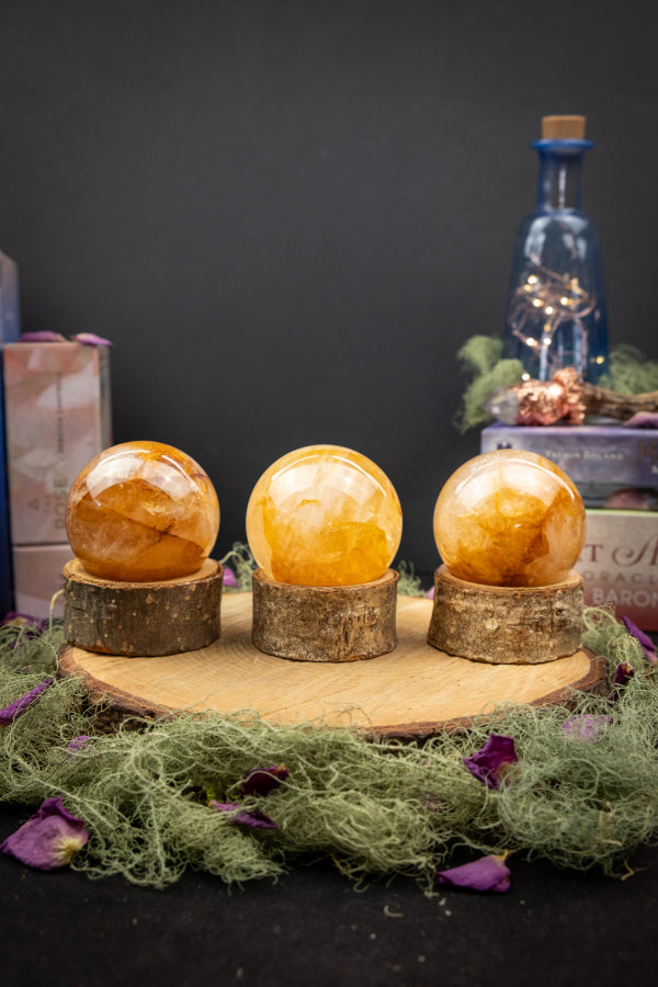 Golden Healer Quartz Crystal Sphere, Sun energy, Master Healer, Ethically sourced from Madagascar, AAA+ grade.
