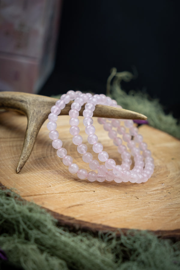 Rose quartz crystal bracelet, Crystal for self love, Self care, Heart healing.