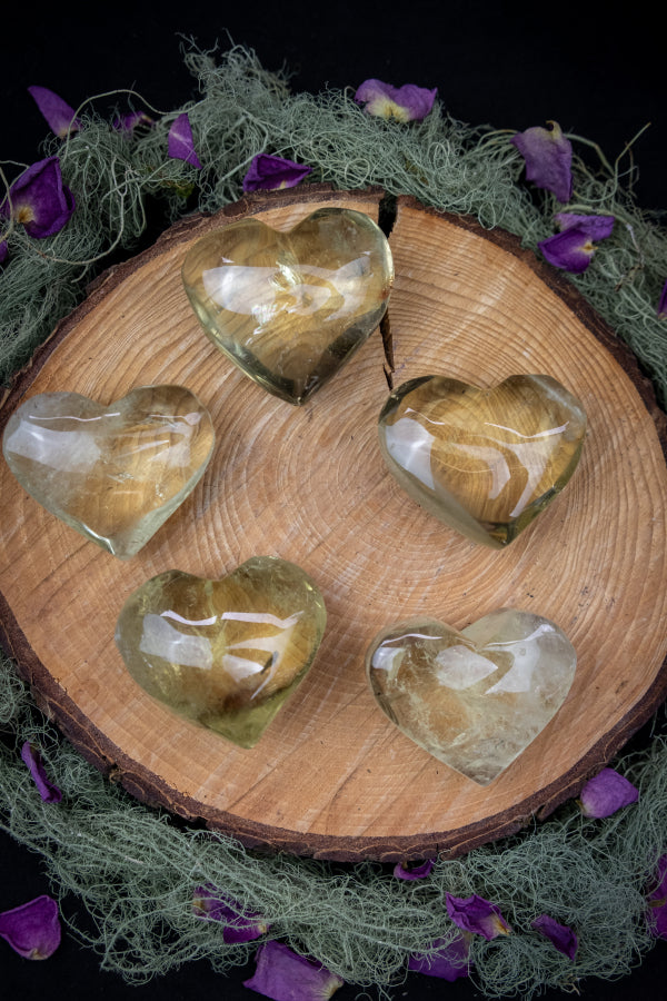 Natural Citrine Heart Crystal for Abundance, Joy, Manifestation, Solar Plexus Healing and Positive Energy Work