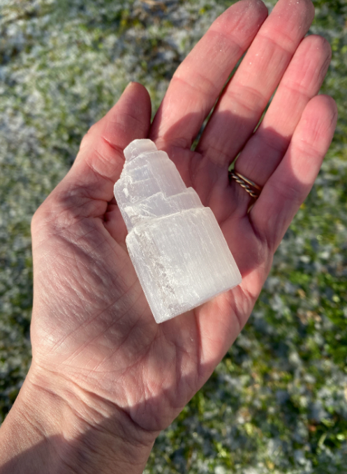 Selenite Mini Tower, High Vibration Crystal, Cleansing & Charging, Crown Chakra, Energy Clearing, Spiritual Protection, Meditation Stone