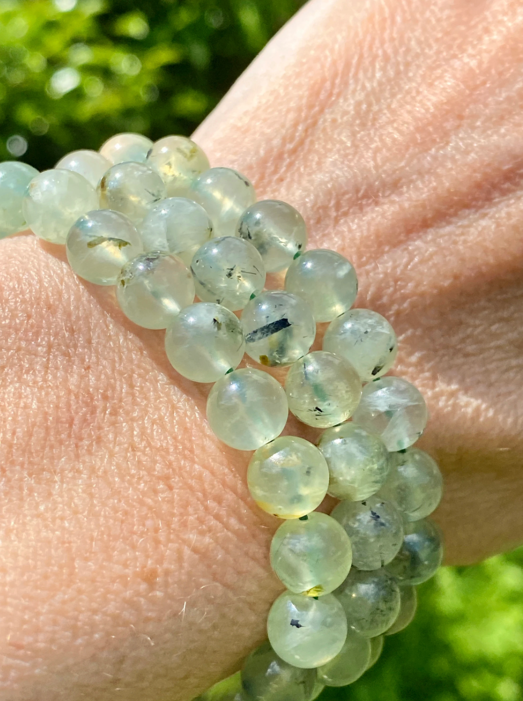 Prehnite Crystal Bracelet, Crystal for inner peace, calm, anxiety and depression