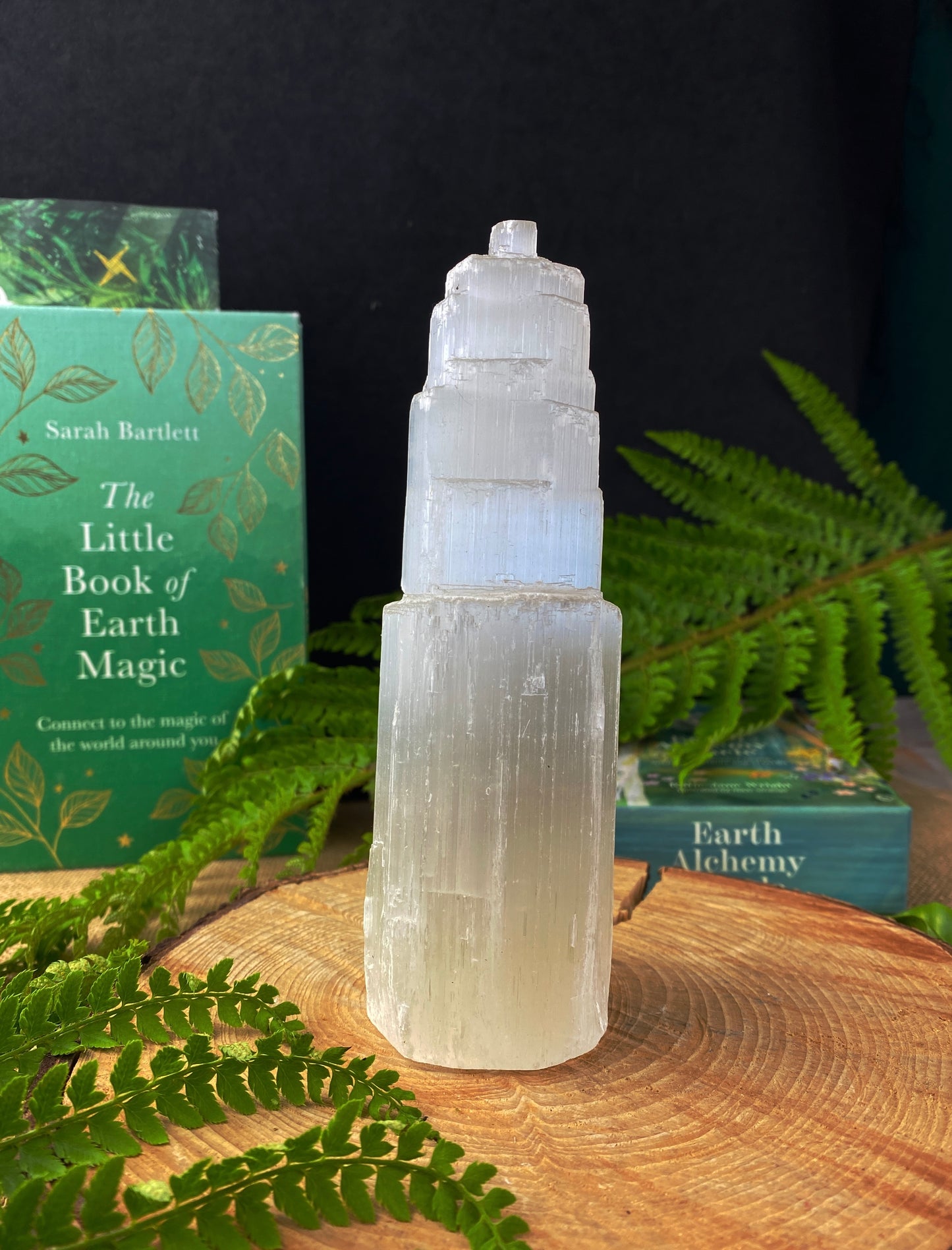 Selenite Crystal Tower, Energy Cleanser, Crystal for student rooms, work or home.