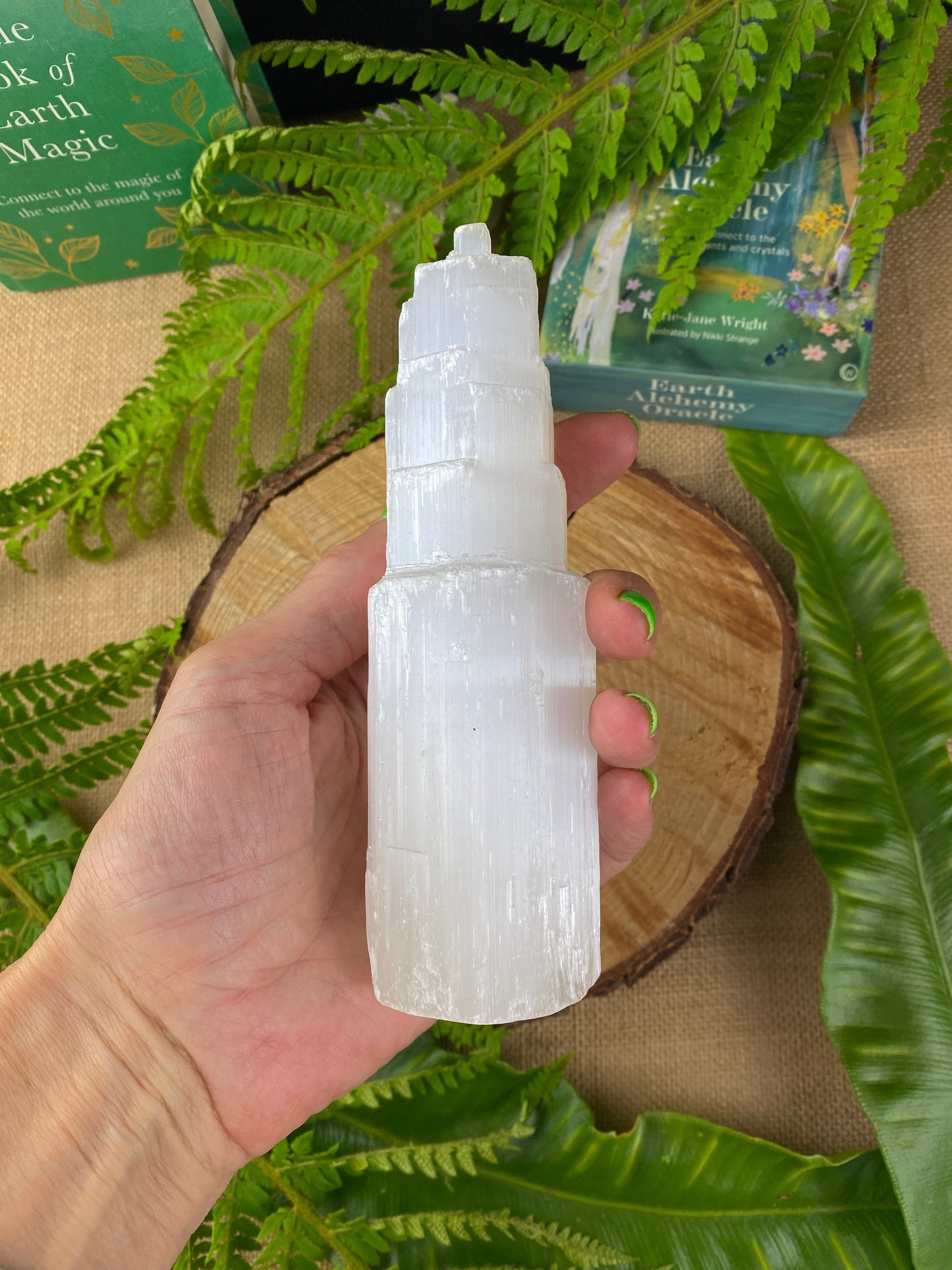 Selenite Crystal Tower, Energy Cleanser, Crystal for student rooms, work or home.