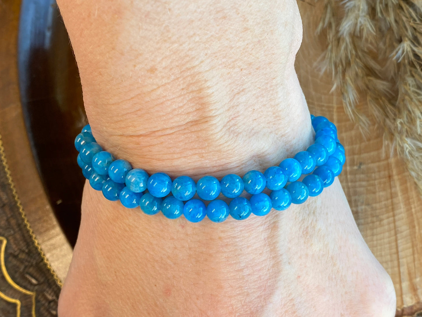 Apatite crystal bracelet, Cleanse aura, Promotes harmony.