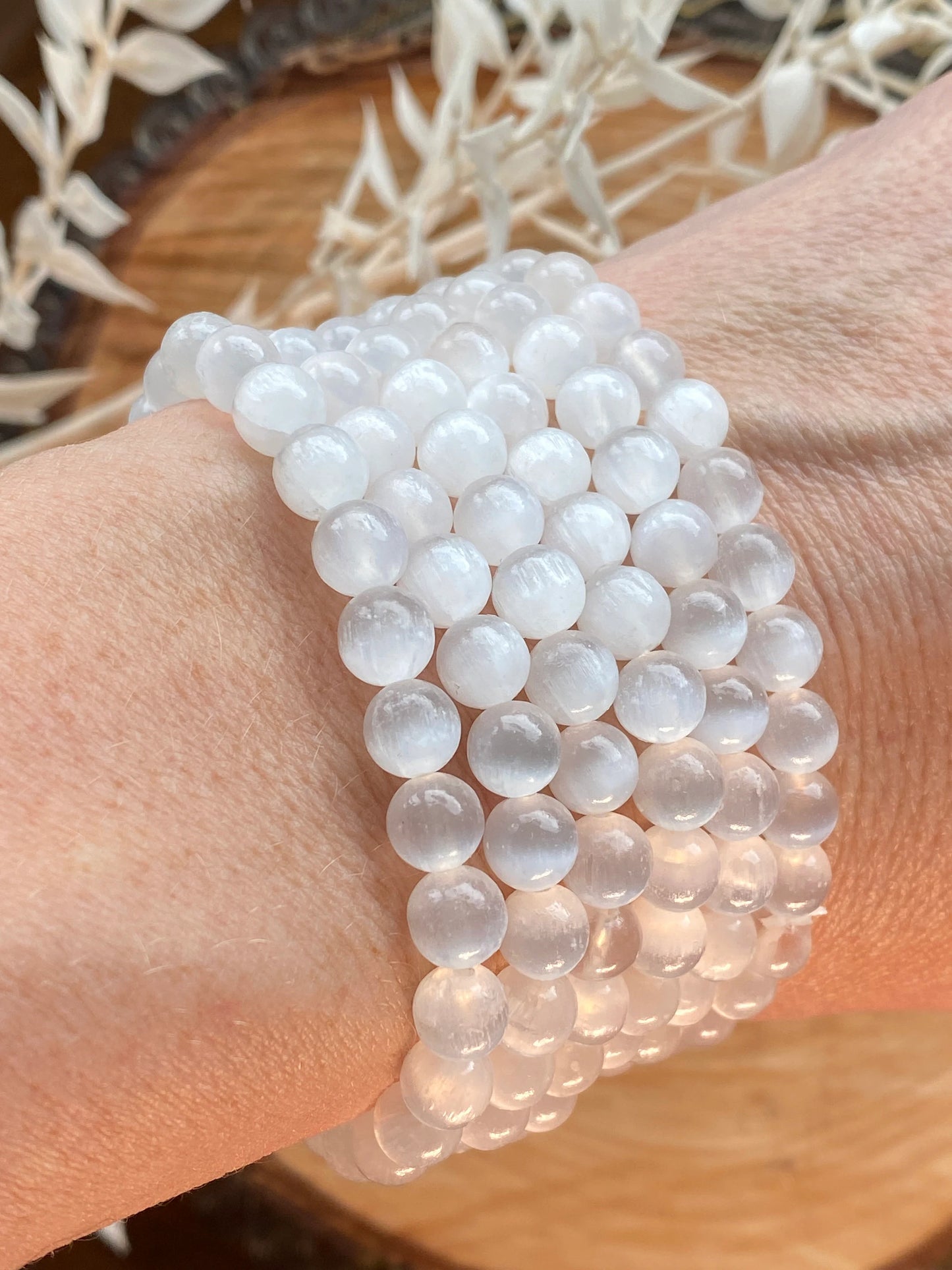 Selenite crystal bracelet, Crystal to cleanse aura and release negativity.