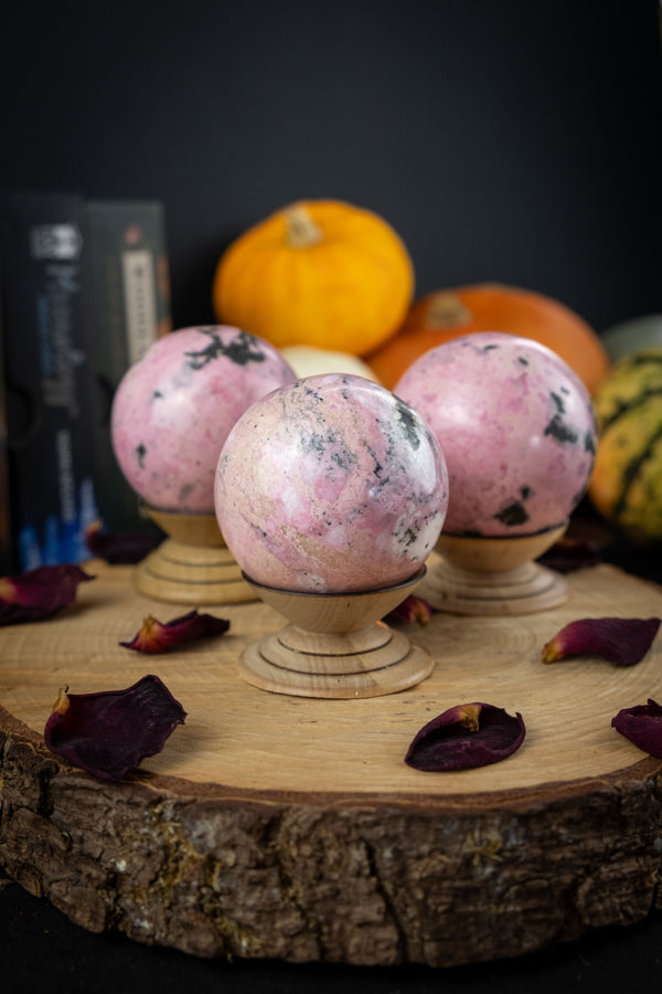 Rhodonite Crystal Sphere, Crystal for healing, Heart chakra crystal, Crystal for stress, Emotional healing crystal, A grade crystal sphere.