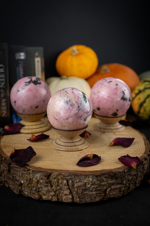 Rhodonite Crystal Sphere, Crystal for healing, Heart chakra crystal, Crystal for stress, Emotional healing crystal, A grade crystal sphere.