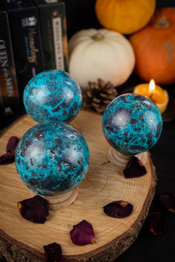 Chrysocolla crystal sphere, New find from Peru, Teacher stone, Wise stone, Crystal of empowerment, A grade, exceptional quality and energy.