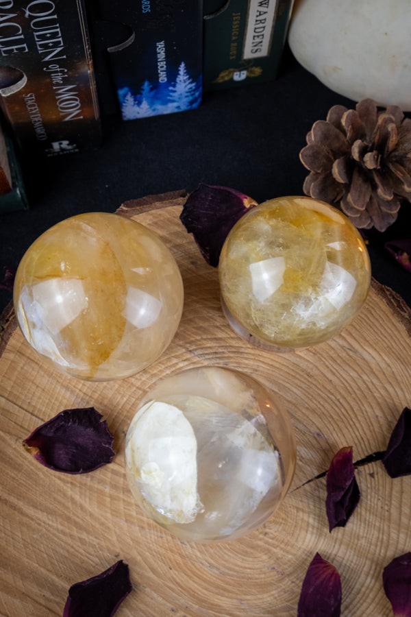 Golden Healer Quartz Crystal Sphere, Sun energy, Master Healer, Ethically sourced from Madagascar, AAA+ grade.