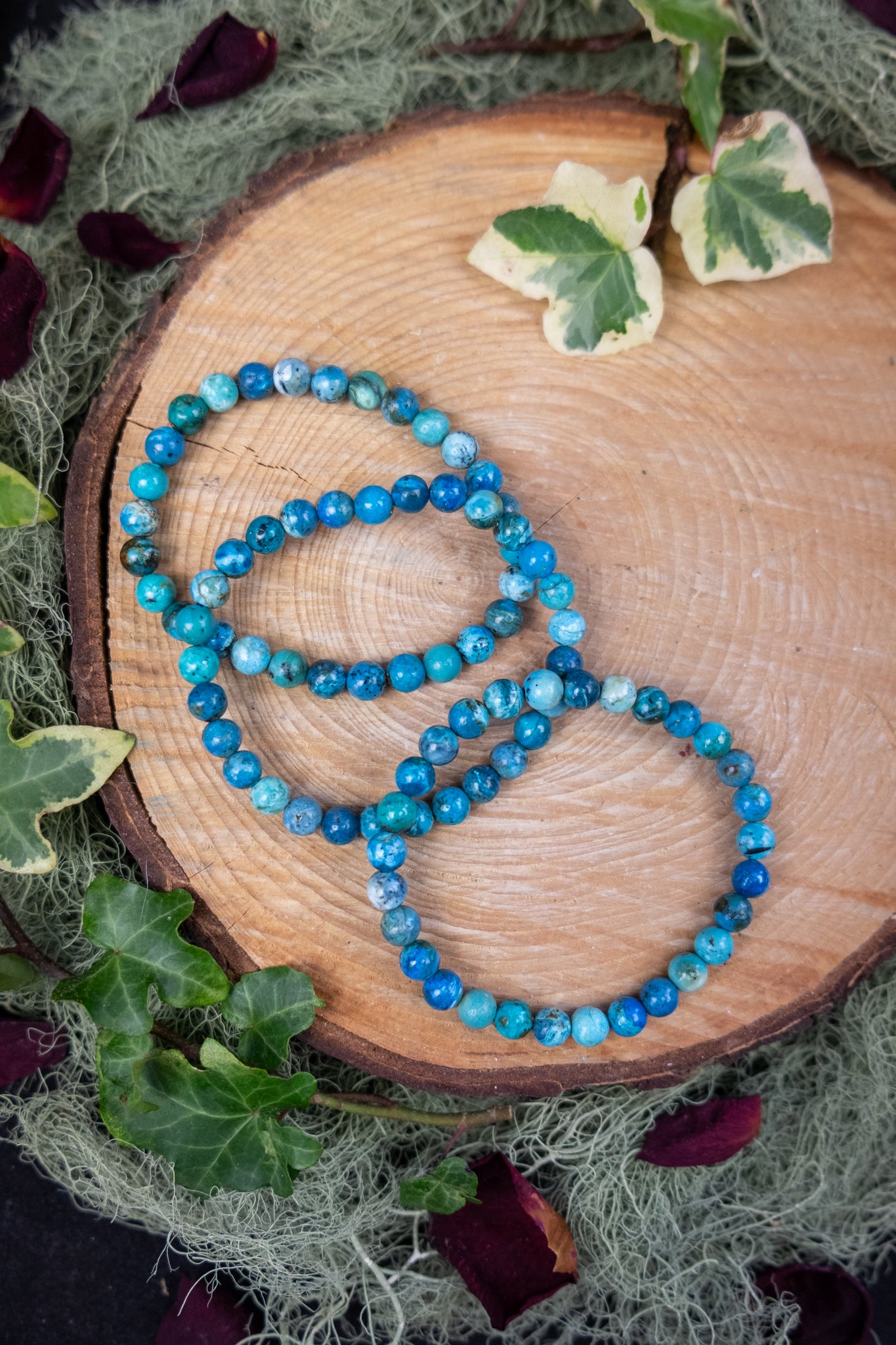 Blue Opal Bracelet, 6mm Beads, Crystal Stone for Emotional Calm and Communication, Ethically Sourced from Peru