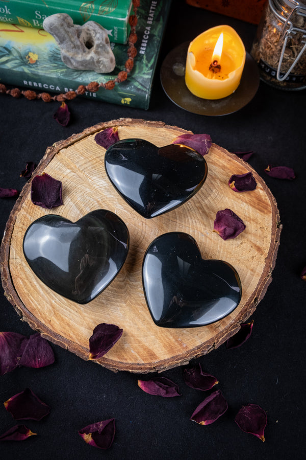 Rainbow Obsidian Crystal Heart, Hand carved crystal, Protection crystal, Black crystal, Align all Chakras, Green & Purple flash, A grade.