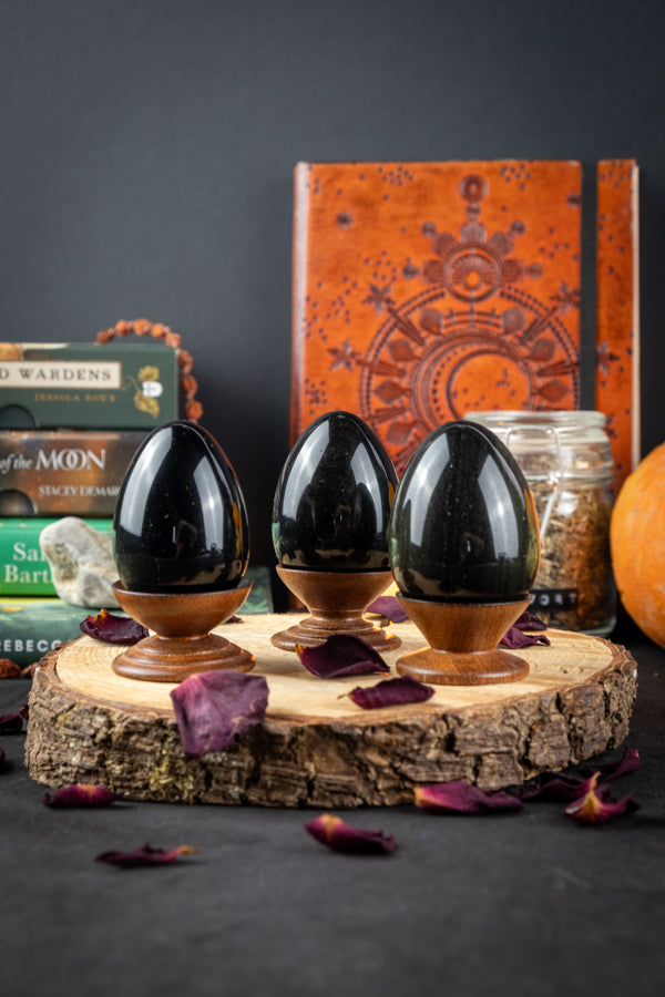 Obsidian Crystal Egg, Gold sheen obsidian, Protection crystal, Grounding gemstone, Black crystal, Absorb negativity