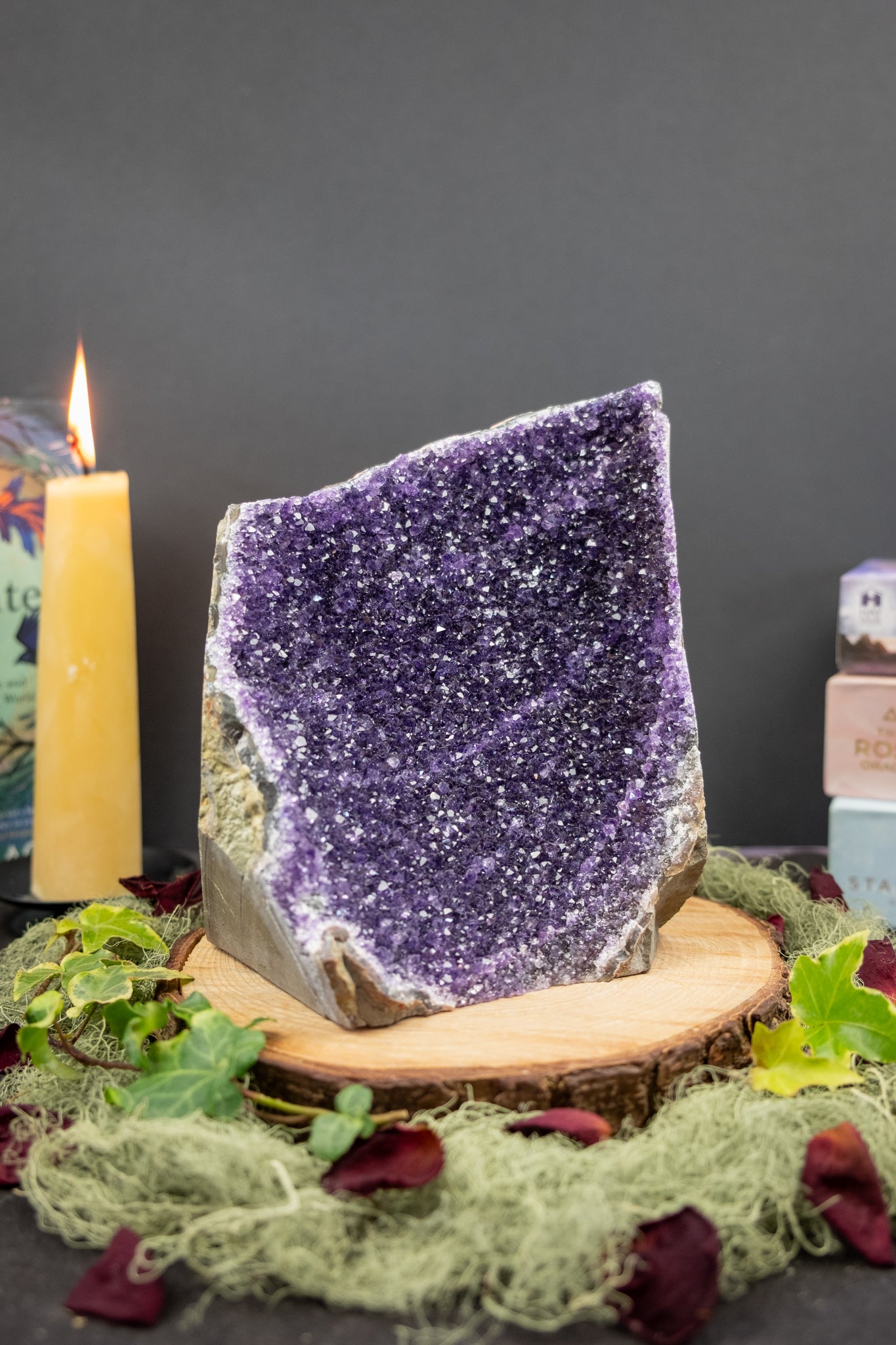 Uruguay Amethyst Cluster, Dark Purple Drusy Crystal Stone for Protection and Spiritual Growth, Ethically Sourced from Uruguay