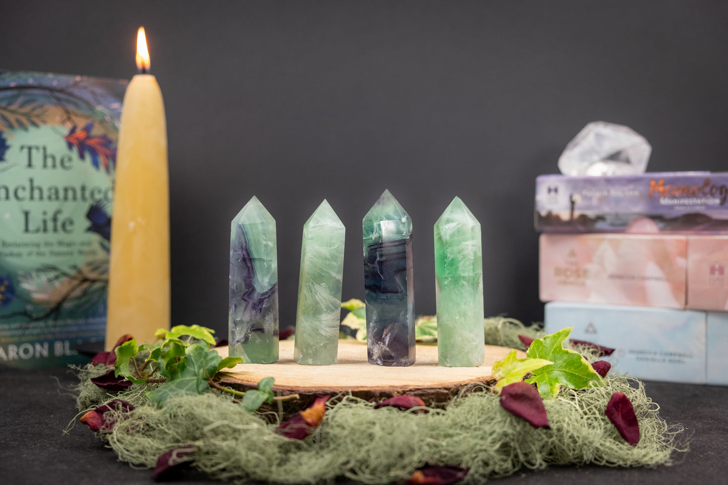Feather Fluorite Crystal Point, Natural Fluorite Stone for Mental Clarity Focus and Emotional Balance