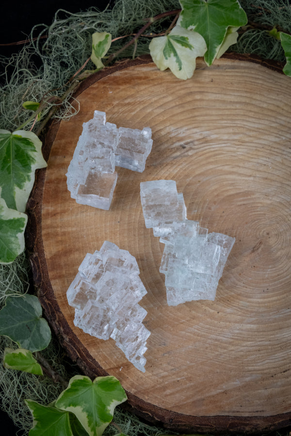 Polish Halite Crystal, Raw Salt Stone for Purification, Clarity, Energy Cleansing, Crown Chakra & Water Element Rituals