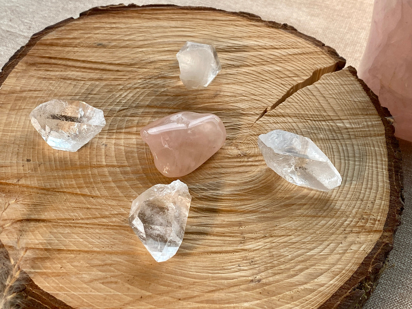 Crystal Kit for Self Love, Intention setting, Rose Quartz, Clear Quartz Starbrary Points, Crystal grids, Manifestation