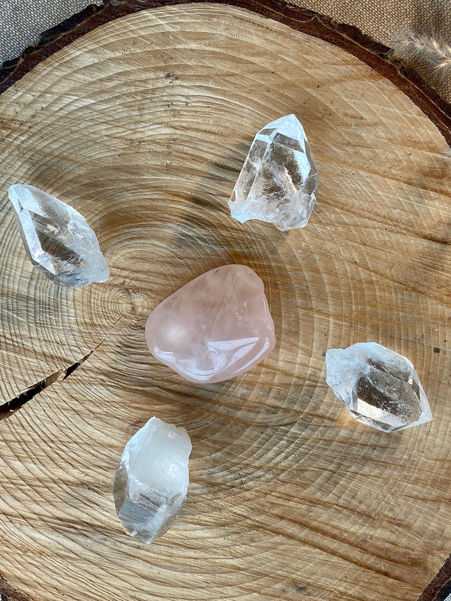 Crystal Kit for Self Love, Intention setting, Rose Quartz, Clear Quartz Starbrary Points, Crystal grids, Manifestation