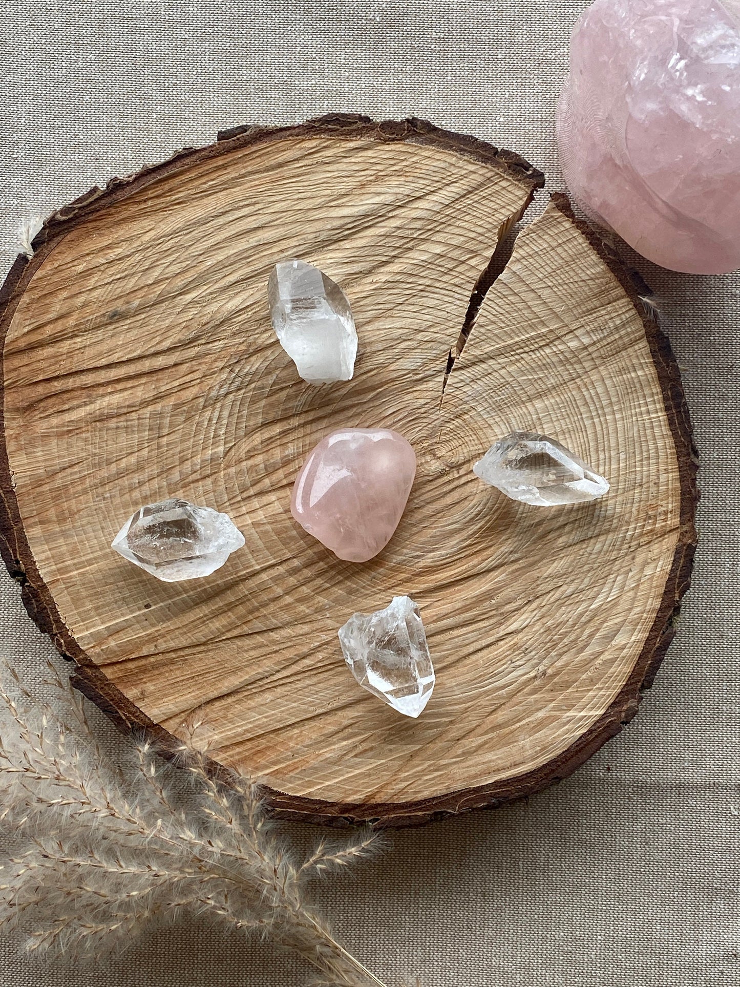 Crystal Kit for Self Love, Intention setting, Rose Quartz, Clear Quartz Starbrary Points, Crystal grids, Manifestation