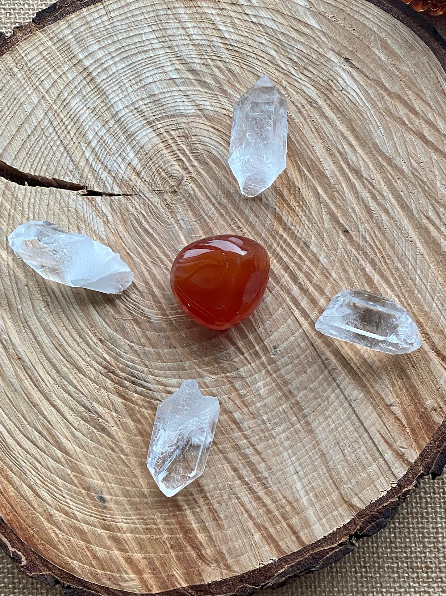 Crystal Kit for love, Crystal for passion, Intention setting kit, Carnelian crystal, Clear Quartz, Crystal grids, intention stones, Moon Kit
