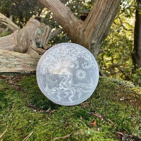 Selenite Tree of Life Charging Plate