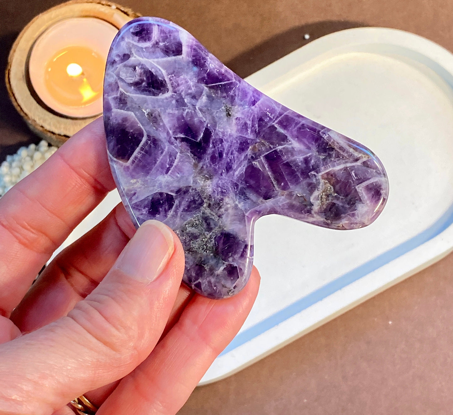 Amethyst Crystal Gua Sha Comb, Facial massage, Face yoga, Gua Sha for health, Crystal to treat chronic pain, Master healer, AAA+