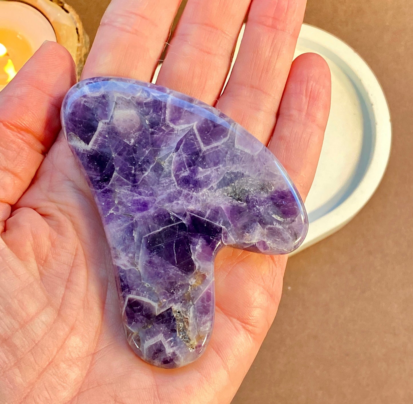 Amethyst Crystal Gua Sha Comb, Facial massage, Face yoga, Gua Sha for health, Crystal to treat chronic pain, Master healer, AAA+