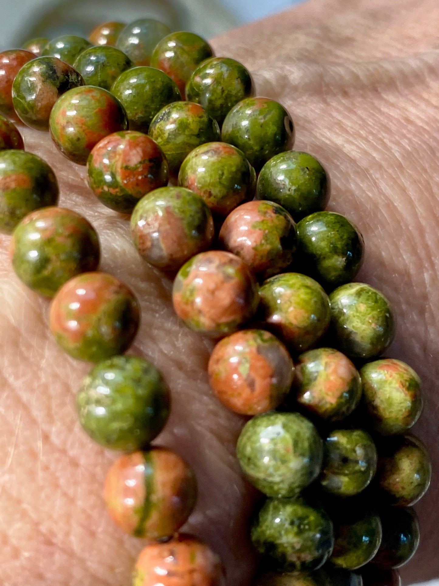 Unakite jasper crystal bracelet, Heart Healing, Release bad habits & negative emotions, Crystal for Grief.