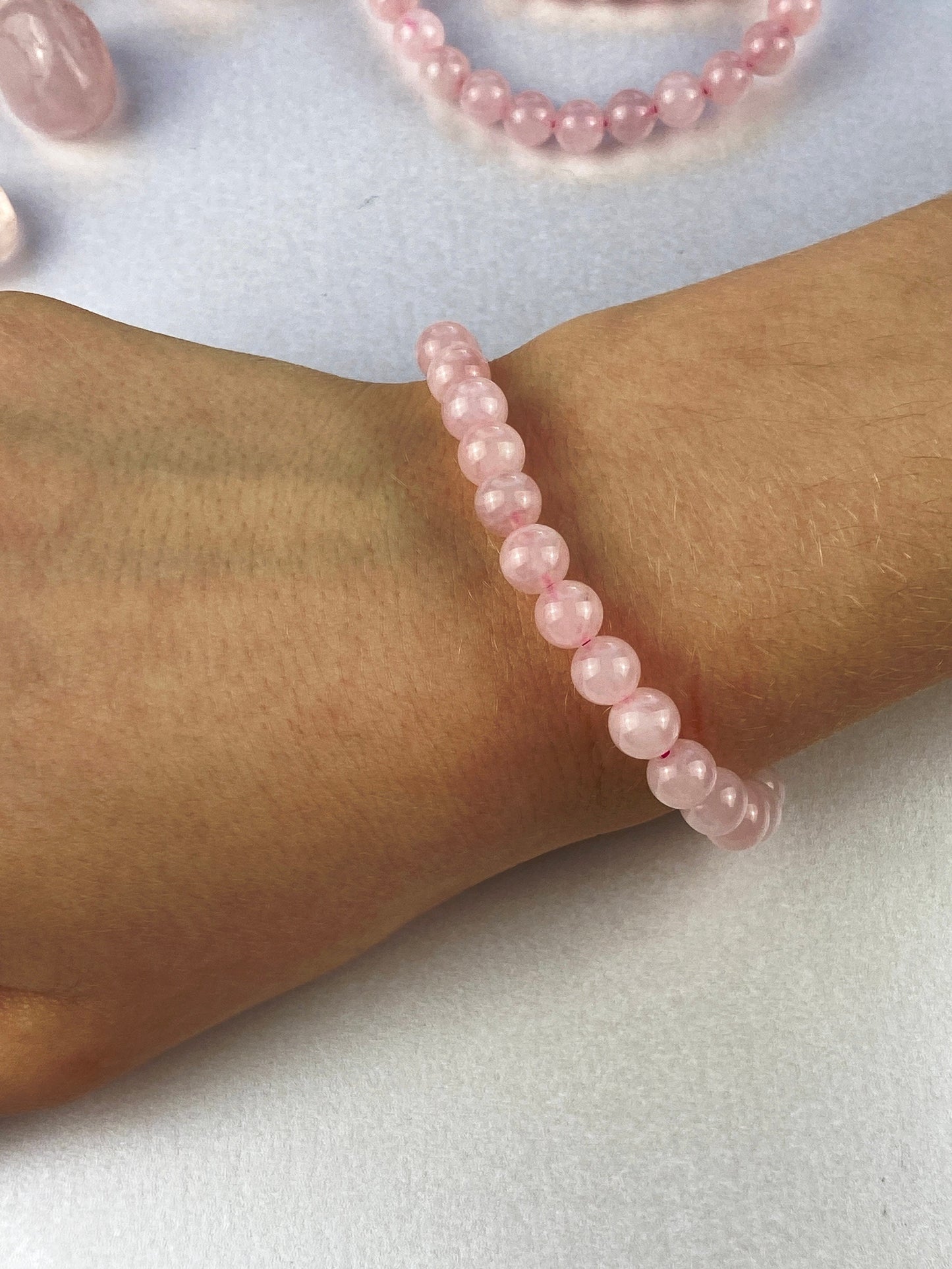 Children's Rose Quartz crystal beaded bracelet , Crystal for self love, gentle, loving energy, Sooth emotions, Comforting.