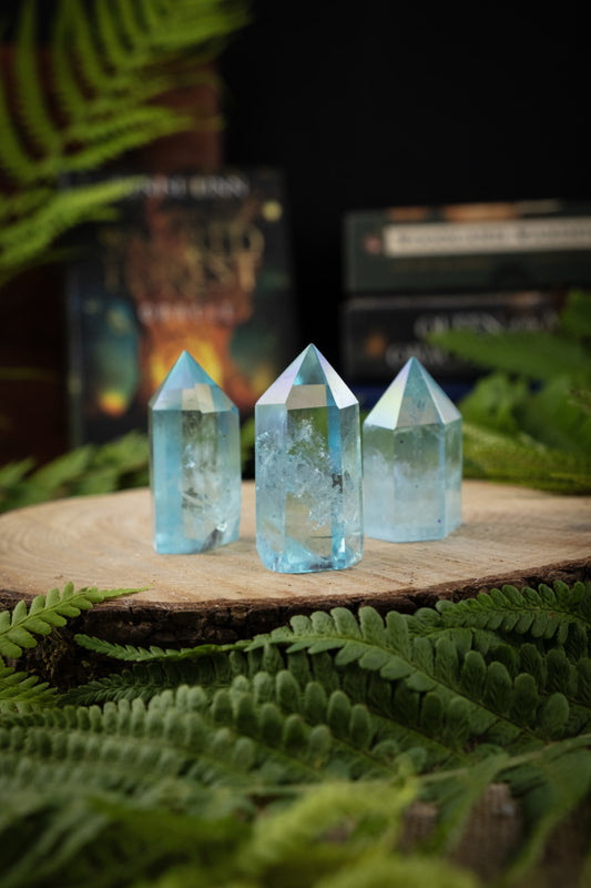 Blue Aura Crystal Points.