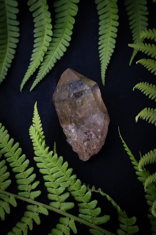 Kundalini Citrine part raw part polished with rainbows.