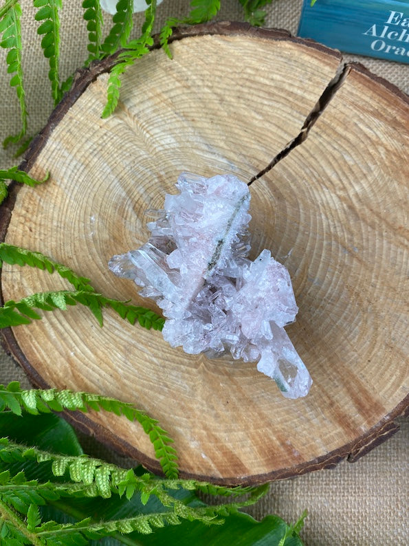 Sacred Pink Lemurian Quartz, Rare Cluster, Cosmic crystal. Rare find.