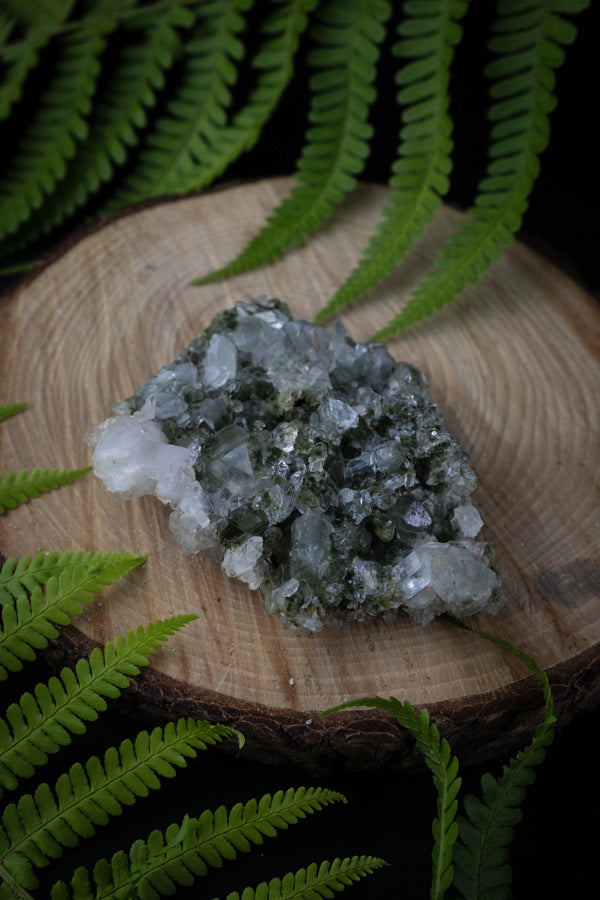 Forest Epidote Quartz Crystal with rainbow, Sparkly Green Epidote with Quartz, Gaia energy crystal, Aura cleanser, Fae energy.