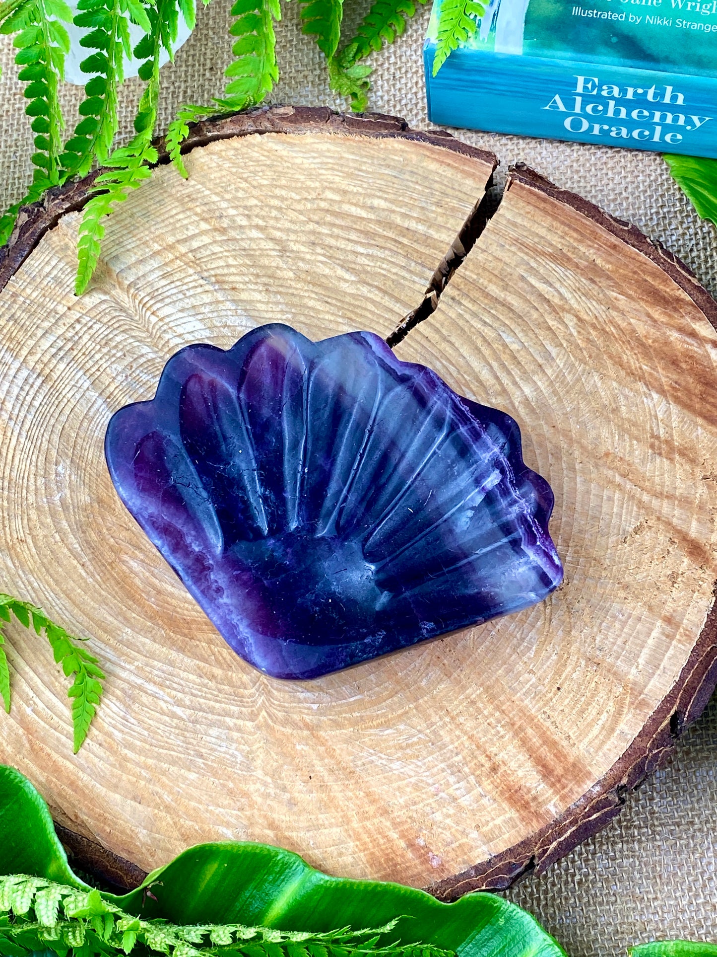 Fluorite crystal shell dish, Mermaid crystal