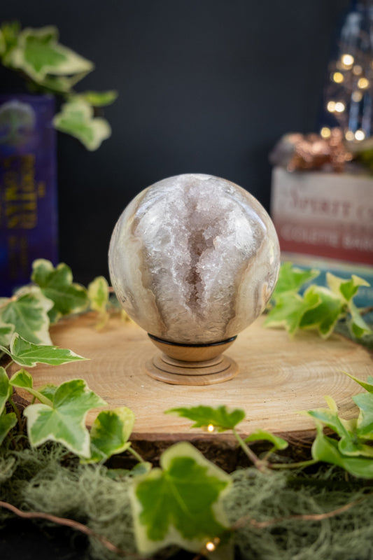 Drusy Agate Amethyst Crystal Sphere from Brazil, Calming Stone of Intuition, Tranquility and Subtle Feminine Power