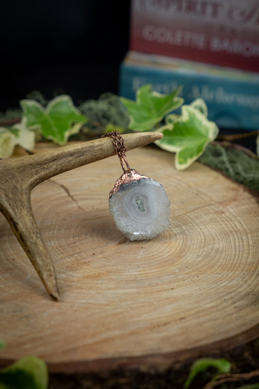 Solar Quartz Pendant, Copper Wrapped Gemstone Necklace, Raw Crystal Jewellery, Handcrafted Healing Stone Talisman Gift