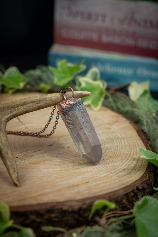 Smokey Quartz and Copper Pendant, Electroformed Crystal Necklace, Smoky Quartz Protection Gemstone Jewellery, Grounding Stone Necklace