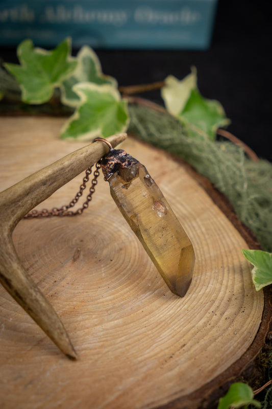 Smokey Citrine Copper Pendant, Ethically Sourced Gemstone Necklace for Protection, Grounding, Joy and Manifestation Crystal Jewellery