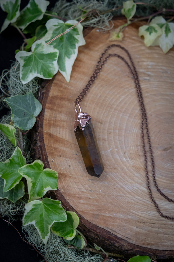 Smokey Citrine Copper Pendant, Ethically Sourced Gemstone Necklace for Protection, Grounding, Joy and Manifestation Crystal Jewellery